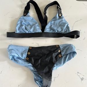 denim looking pleather bikini